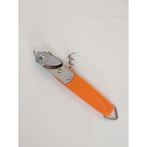 Vintage Ekco Bottle Opener Retractable Corkscrew Wine Opener- Orange Made in USA - Picture 5 of 12